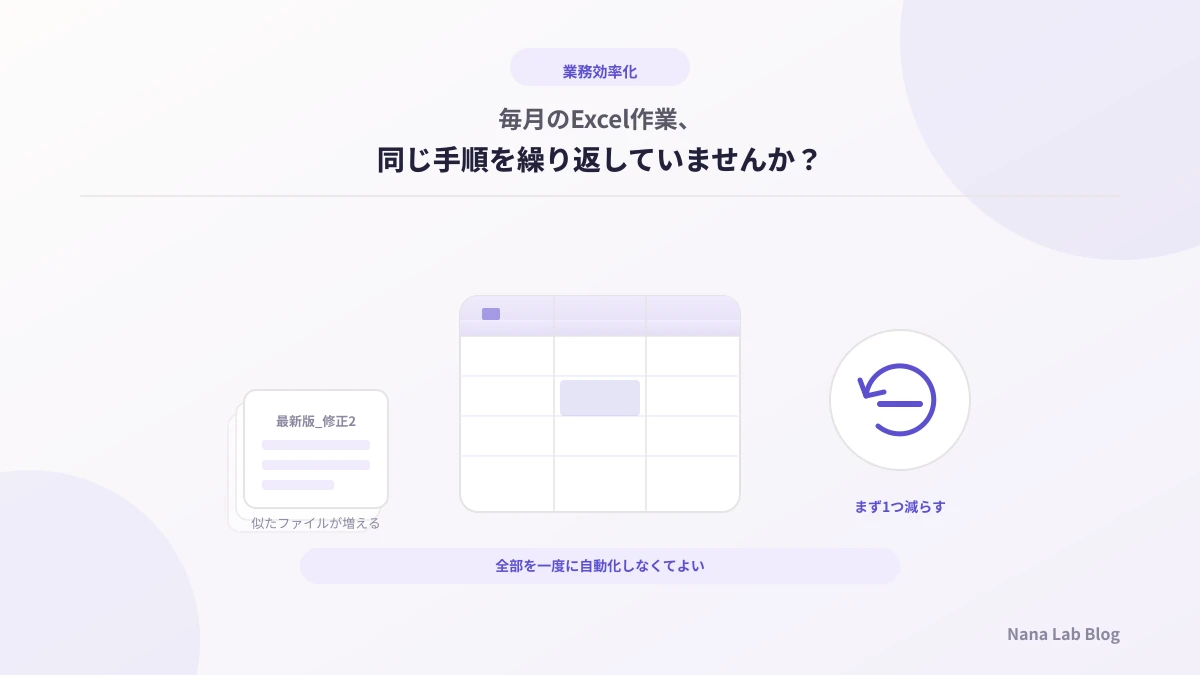そのExcel作業、毎回手でやっていませんか？繰り返し作業は小さな自動化から始めよう