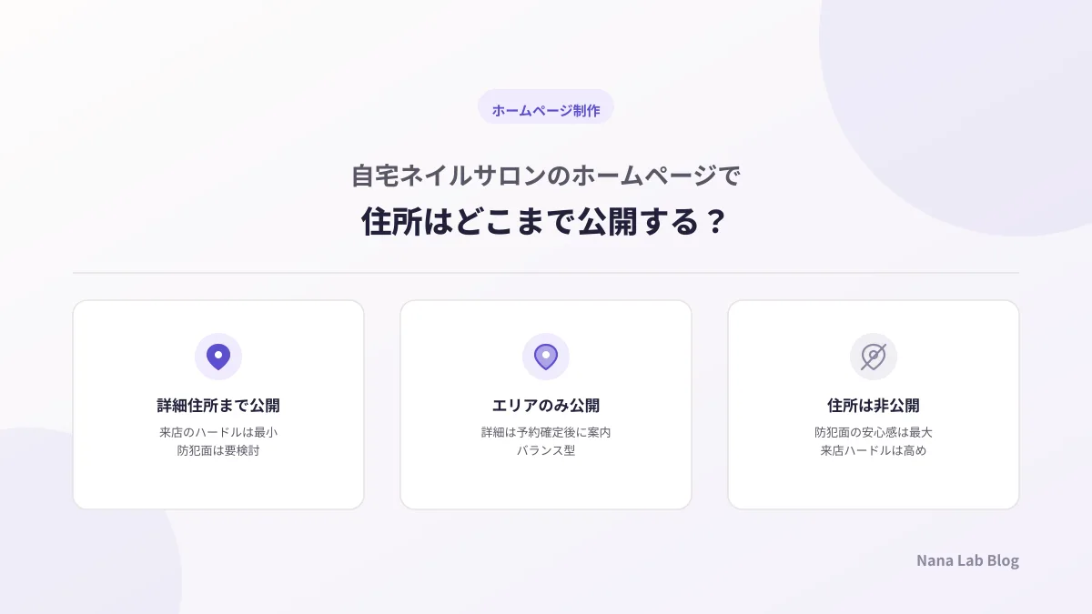 自宅ネイルサロンのホームページで住所はどこまで公開する？