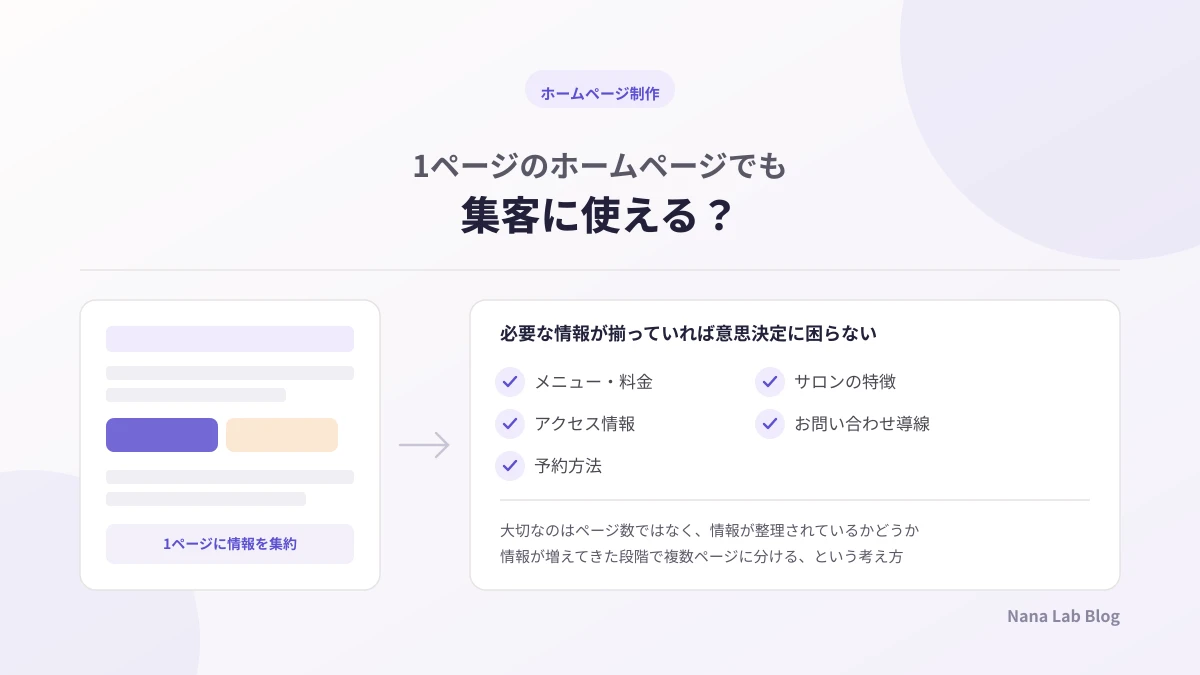 1ページのホームページでも集客に使える？